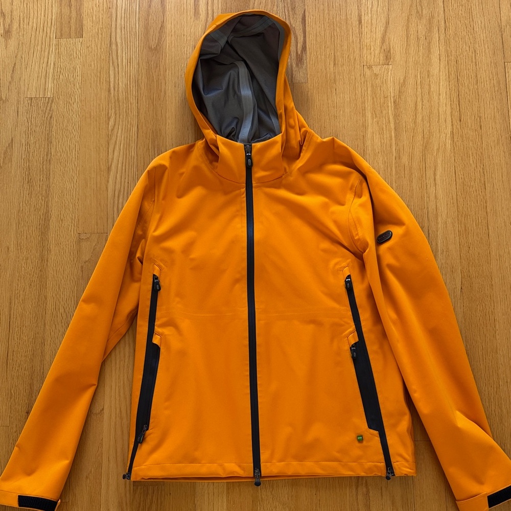 Hugo Boss Men's Orange Raincoat with Black Accents
